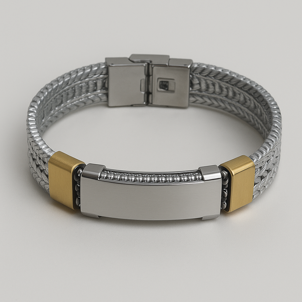 Braided Steel Bracelet – Dual-Tone Signature Edition