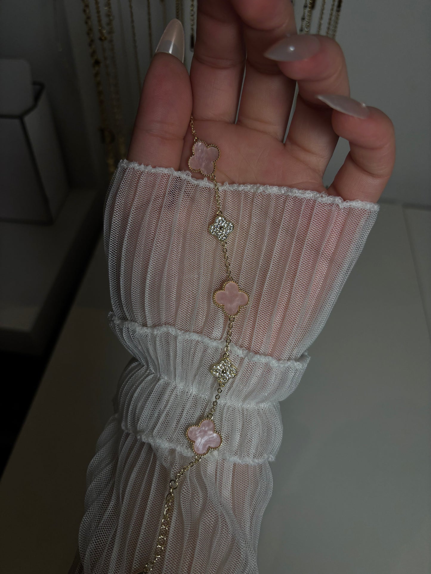 Clover bracelet pink/gold