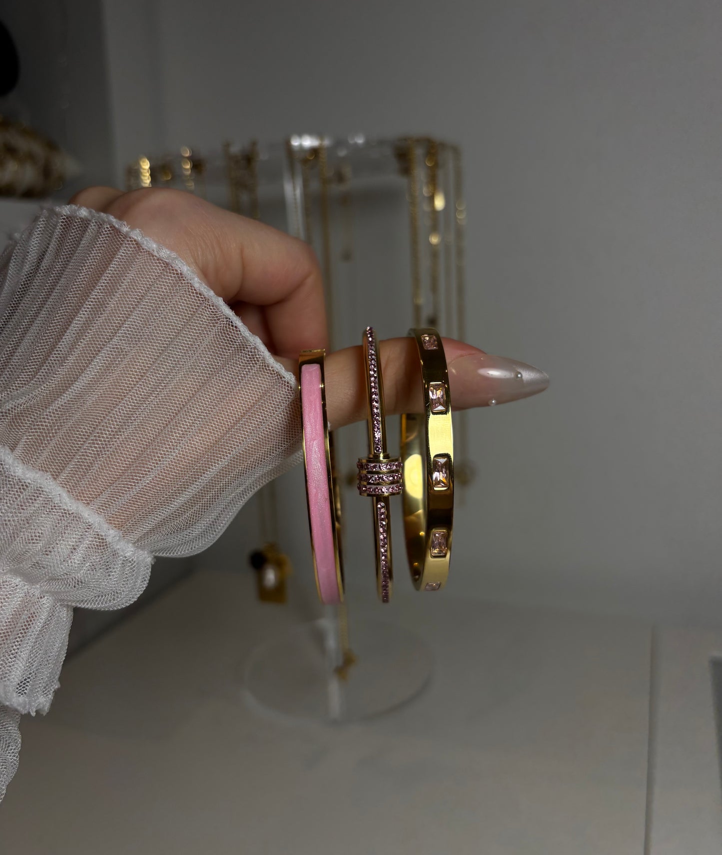 Pink stone bracelet