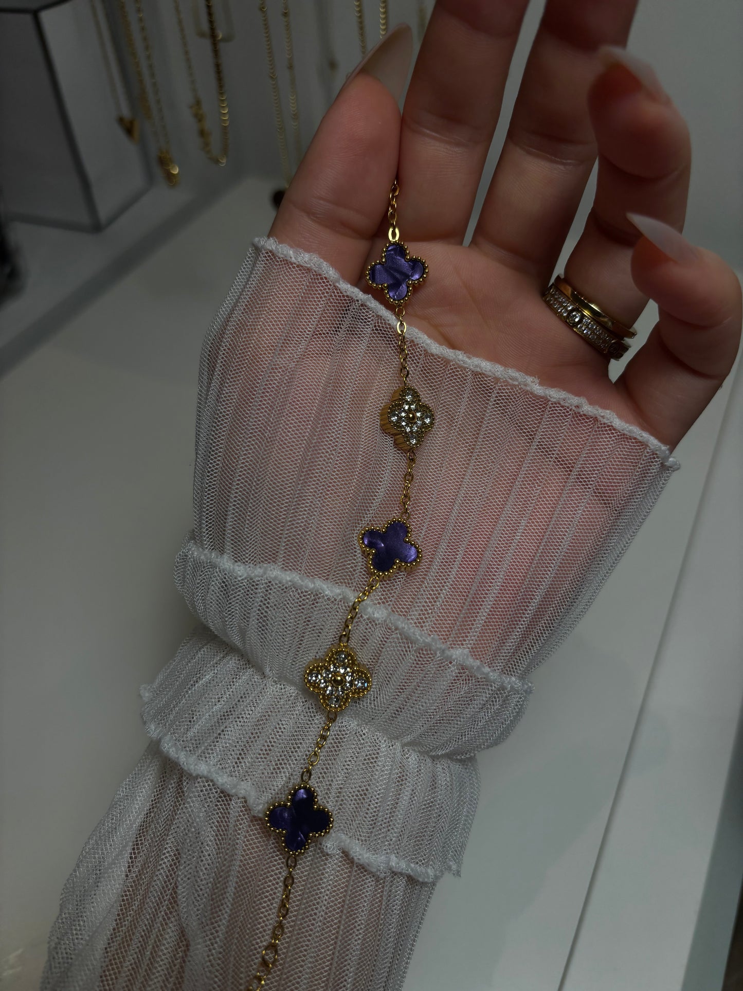 Clover bracelet purple | 18k