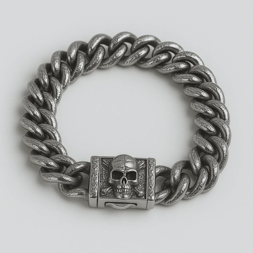 Skull Clasp Curb Bracelet – Forged Steel Edition