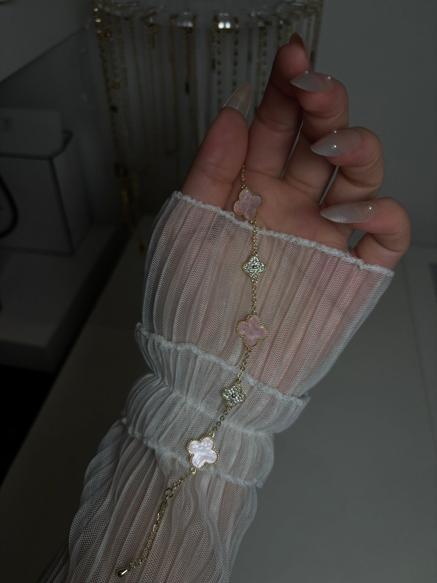 Clover bracelet pink/gold