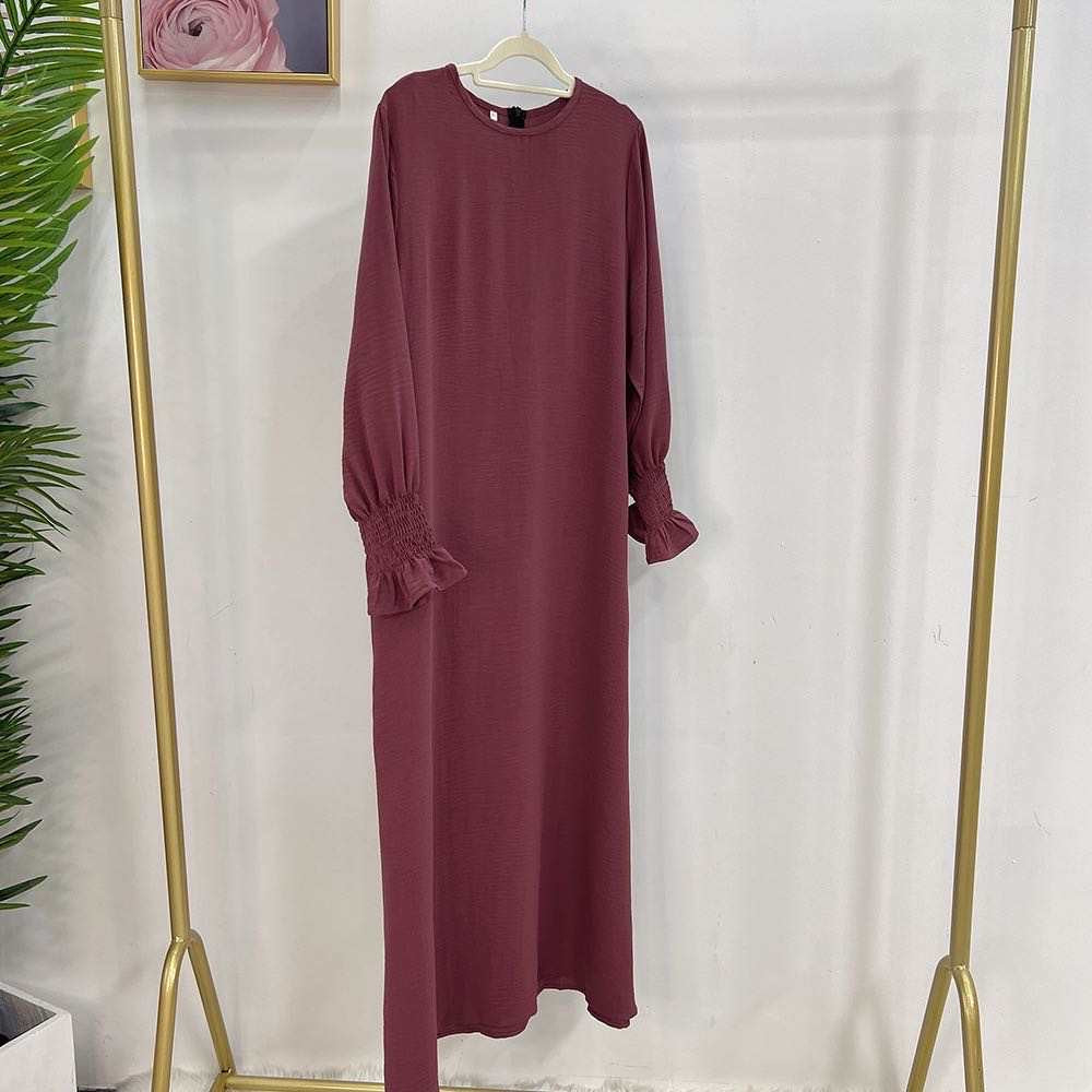 Abaya ruffle donkerroze