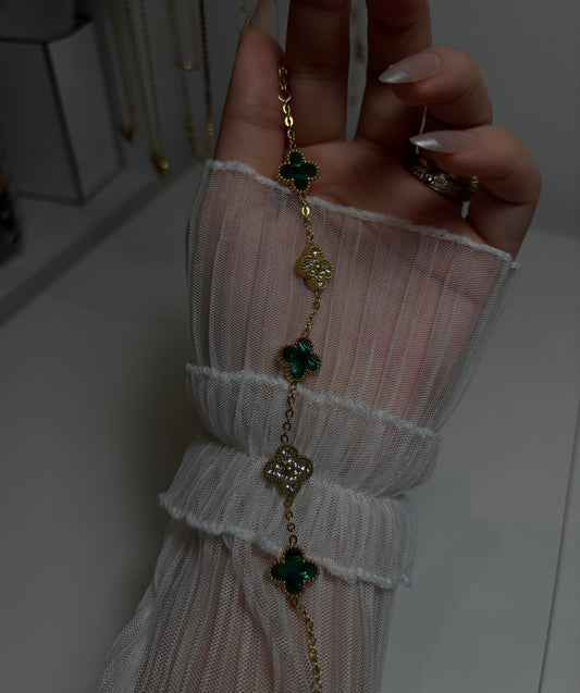 Clover bracelet green | 18k