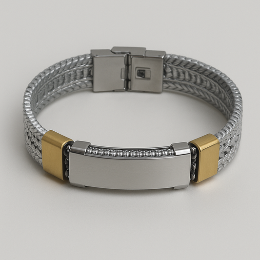 Braided Steel Bracelet – Dual-Tone Signature Edition
