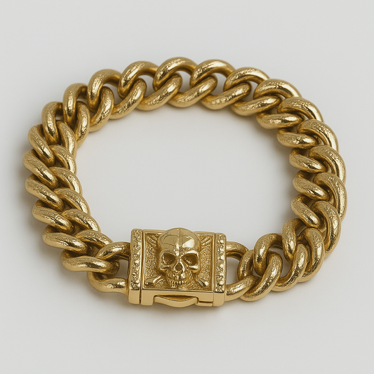 Skull Clasp Curb Bracelet – Royal Gold Edition