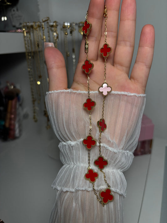 Clover necklace red