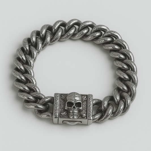 Skull Clasp Curb Bracelet – Forged Steel Edition