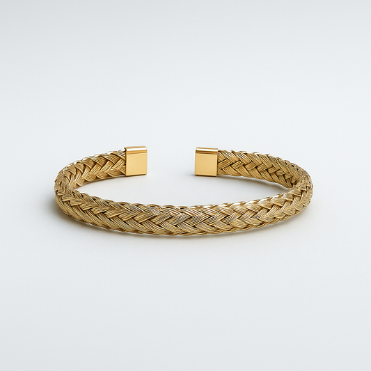 Braided Metal Cuff Bracelet – Gold Weave Edition