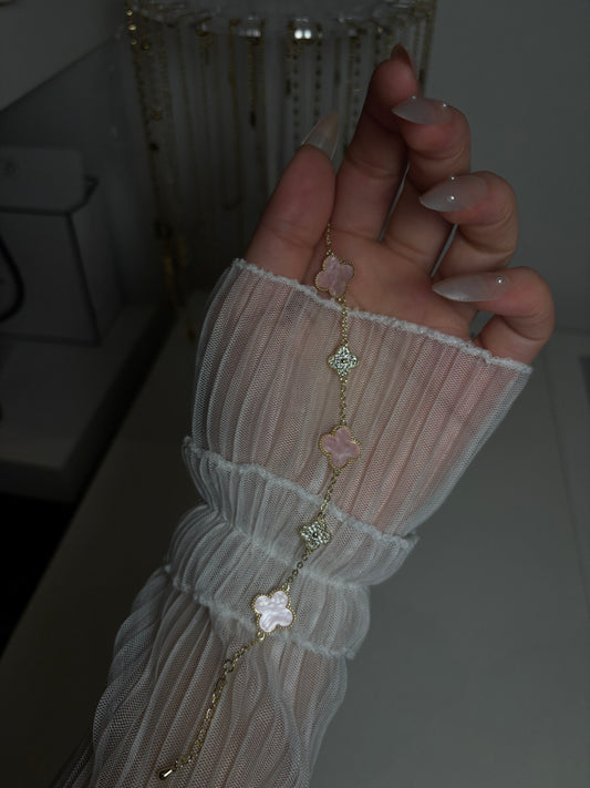 Clover bracelet pink/gold