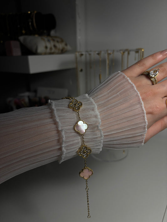 Clover bracelet pink/glitter