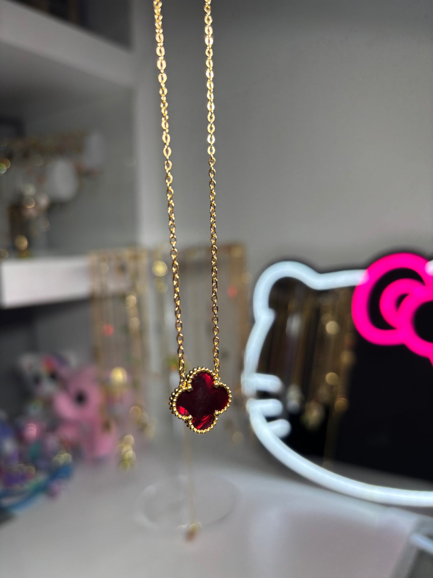 Clover necklace red
