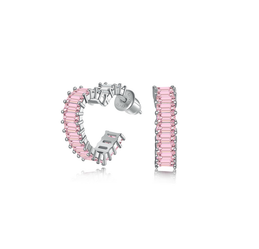Heart earrings pink | 925 Silver
