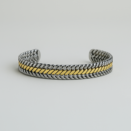 Cuban Link Cuff Bracelet – Dual-Tone Edition