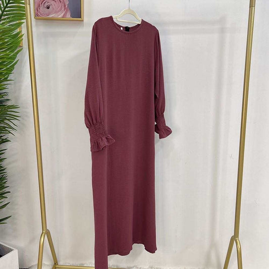 Abaya ruffle donkerroze