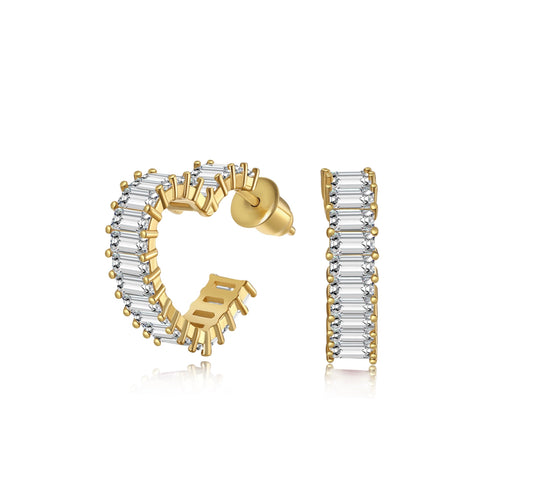 Heart earrings gold | 925 Silver