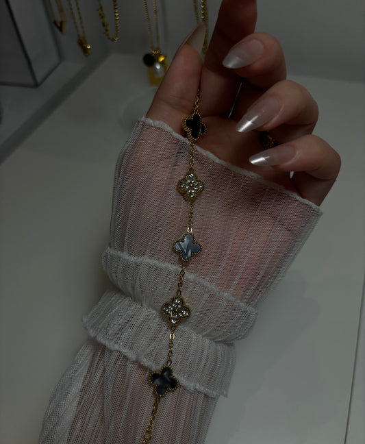 Clover bracelet black | 18k
