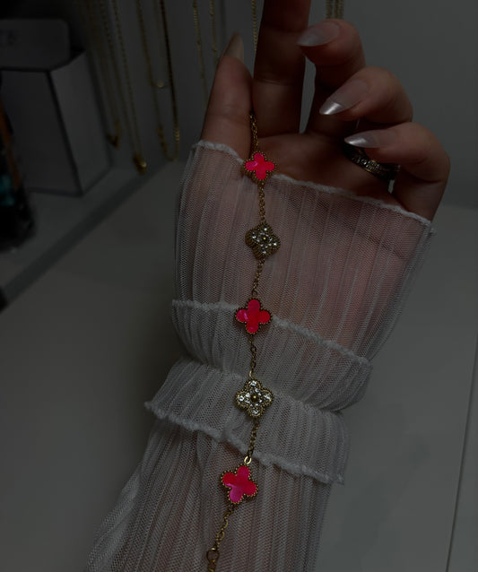 Clover bracelet pink | 18k