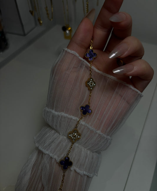 Clover bracelet purple | 18k