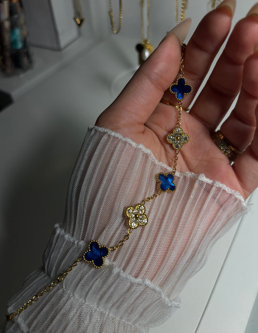 Clover bracelet dark blue | 18k